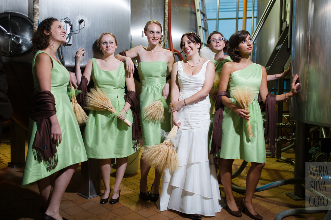 Bride and bridesmaids at Stoudts Brewery