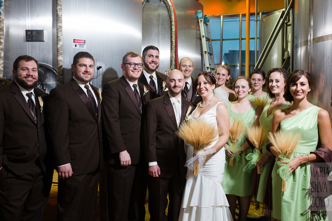 Bridal party and couple at Stoudt's Brewery