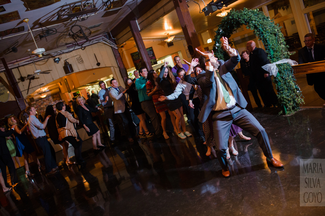 Dance floor during wedding reception at Stoudt's