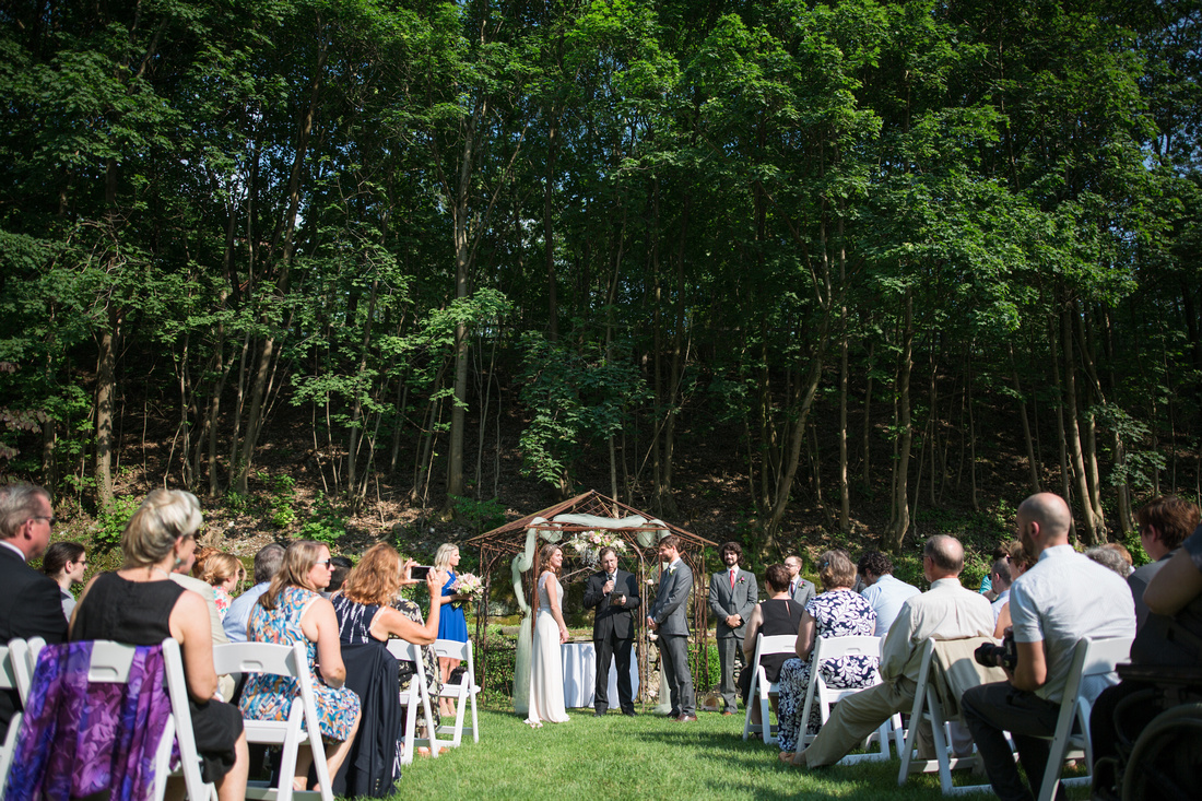 Outside ceremony by the gazebo at the Cornwall Inn