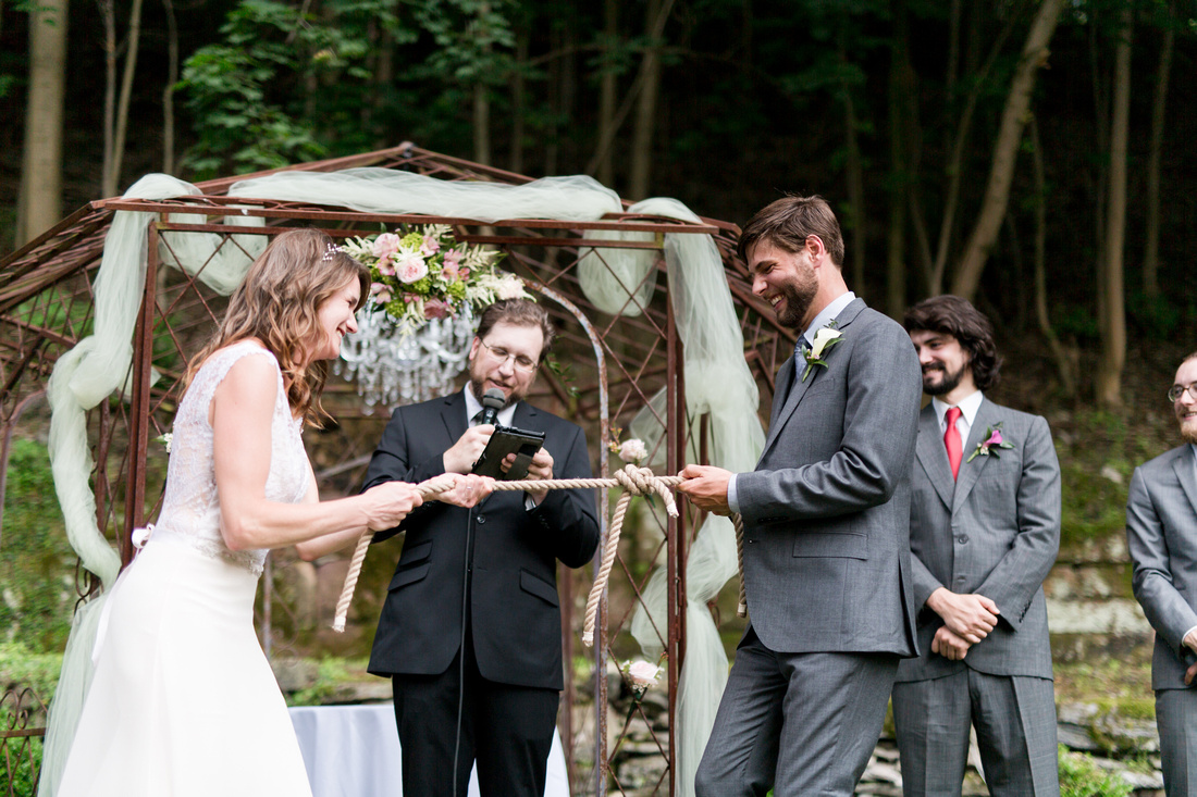 Tying knots during ceremony at the Cornwall inn