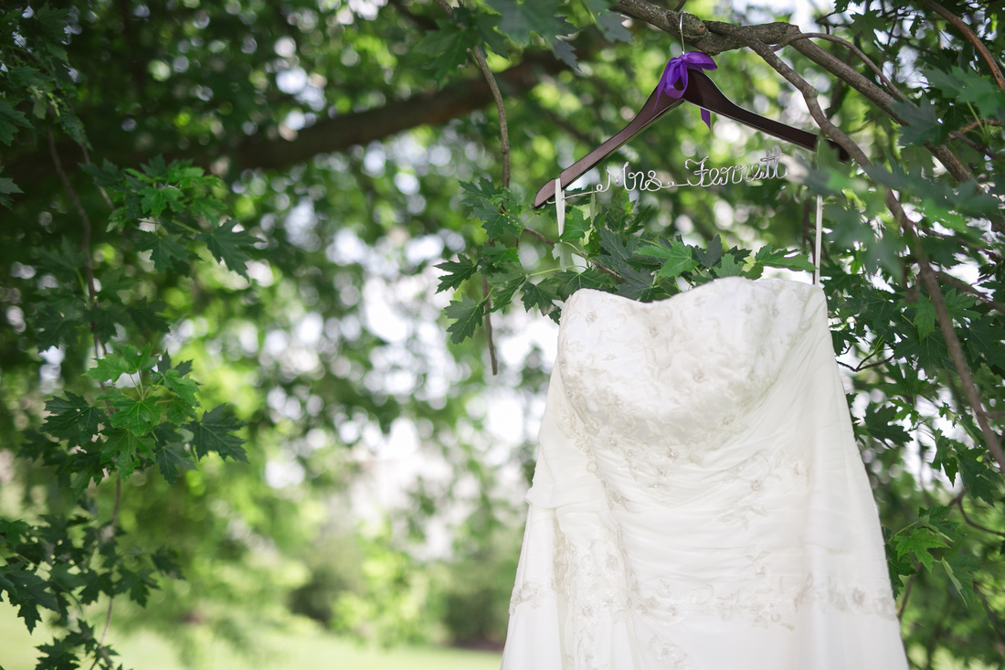 Detail of Wedding Dress outside at Stoltzfus Homestead
