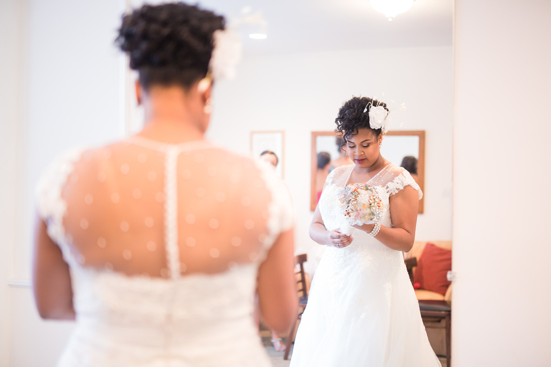 Bride getting ready in the Farm House at Riverdale Manor
