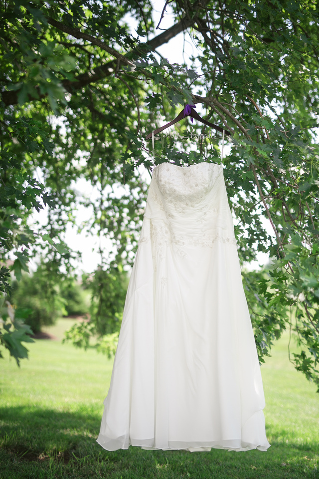 Wedding Dress hanging outside at Stoltzfus Homestead