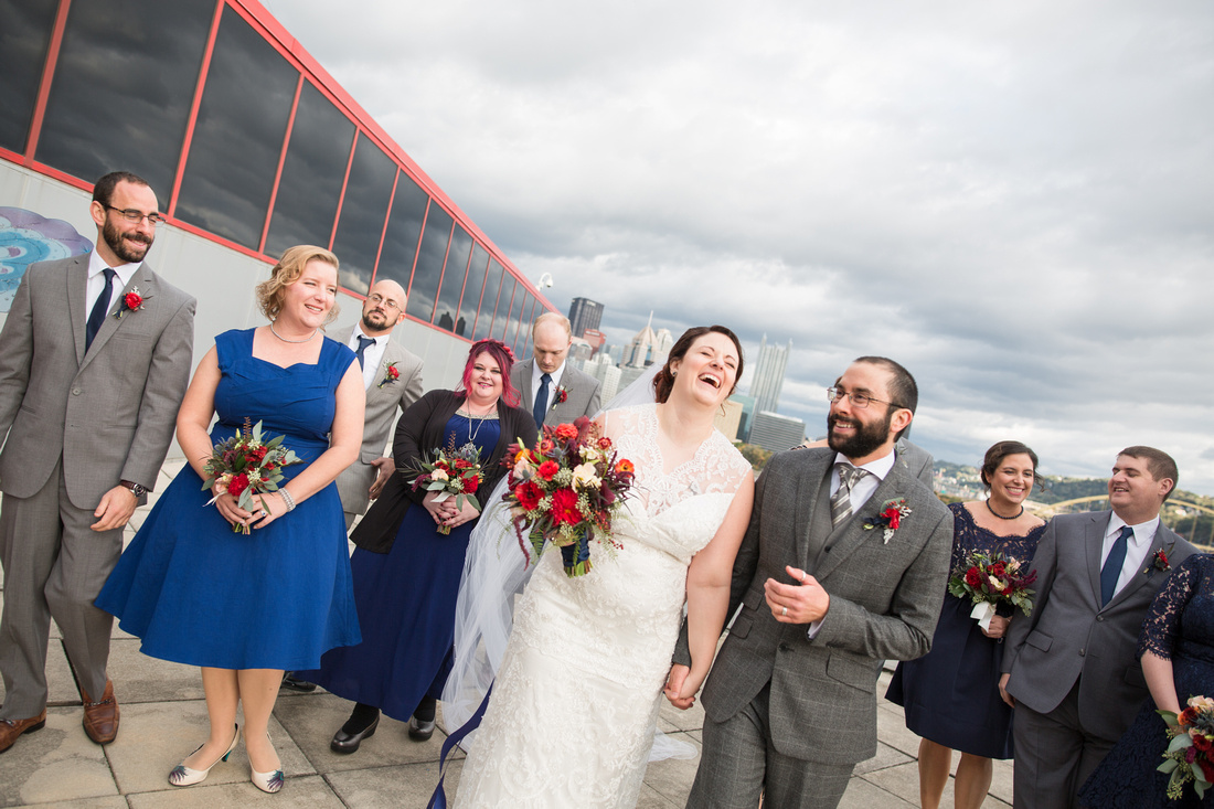 Bridal party at the terrace of Pittsburgh's Carnegie Science Center