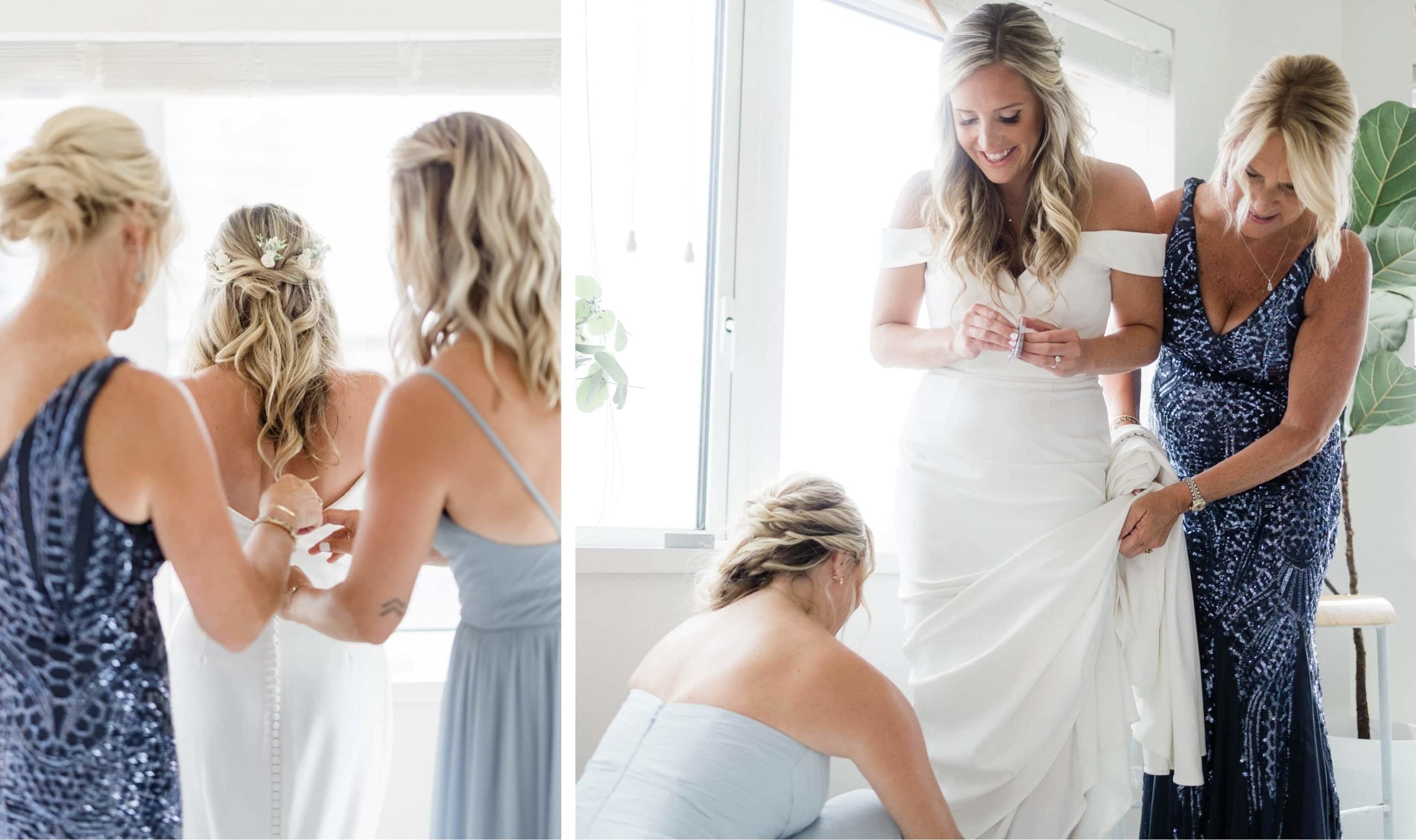 Bride getting ready at the Asbury Hotel panoramic suite