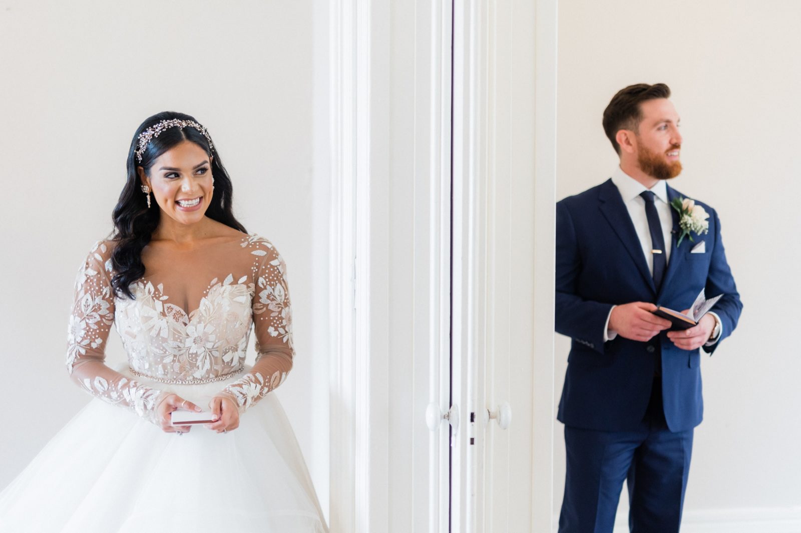 Bride and groom's private vows inside Brecknock Hall