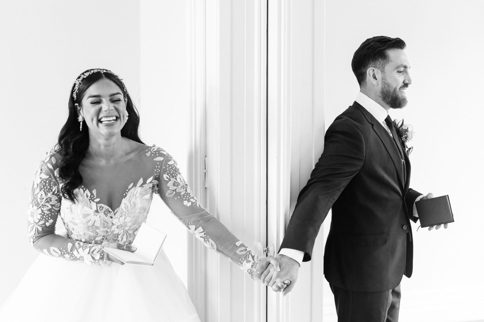 Bride and groom's private vows inside Brecknock Hall