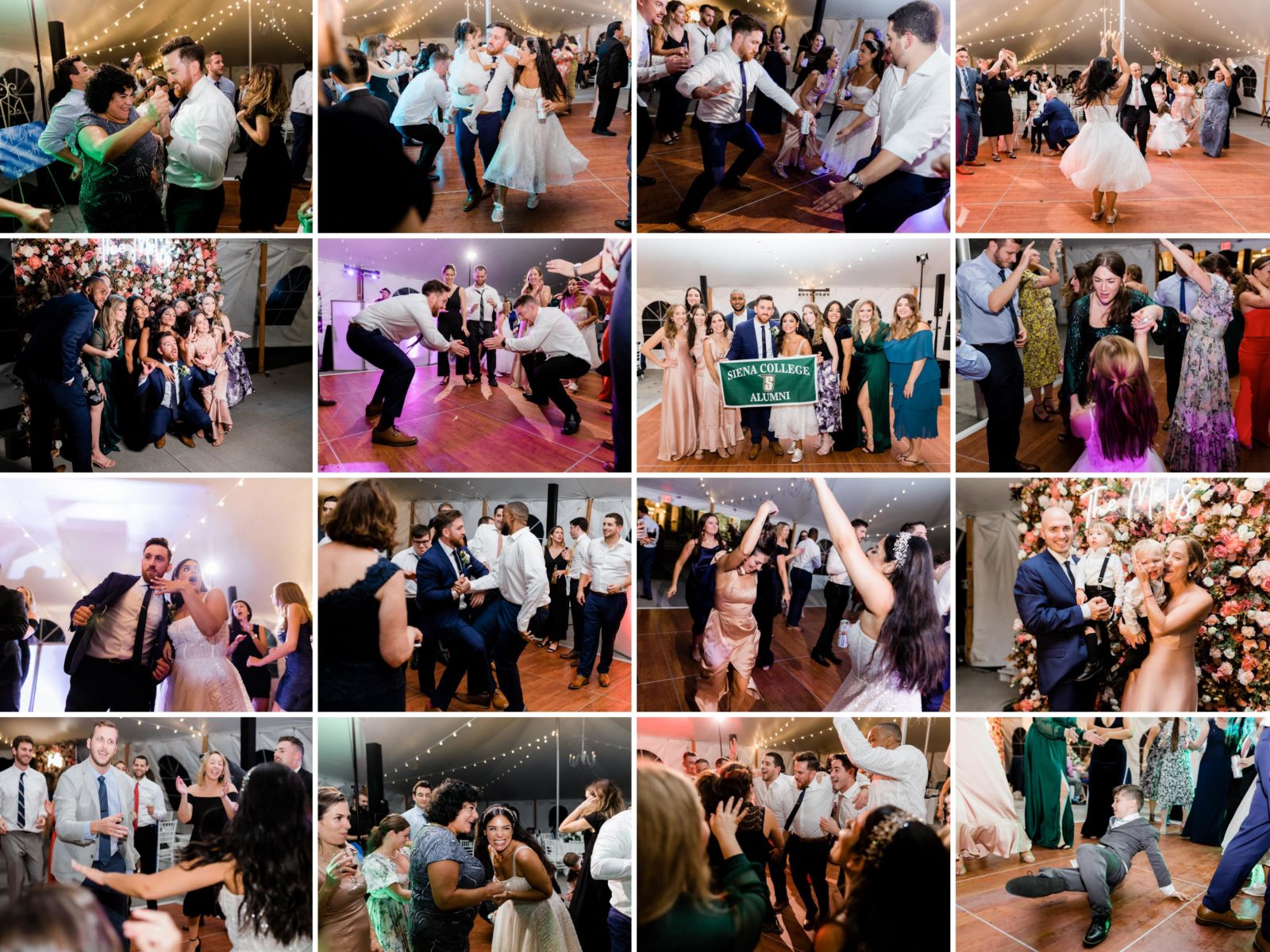 collage of dancing reception photos